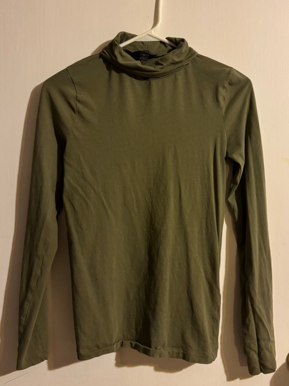 J Crew Olive Green Long-Sleeve Mock Neck Shirt